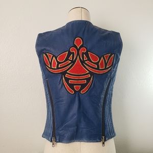 April,May Embroidered Leather Vest XS